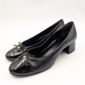 Tory Burch Cap Toe Block Low Heel Pump Bow Front Women's Size US11M EU42